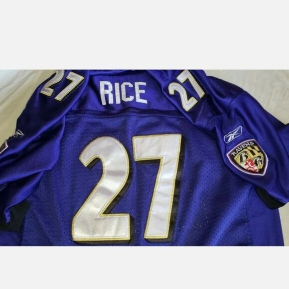 Baltimore Ravens #27 RAY RICE Reebok NFL Jersey Stitched YOUTH LARGE preowned - Picture 3 of 11